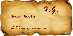 Héder Gyula névjegykártya